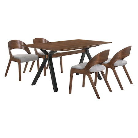 Armen Living Laredo and Polly 5 Piece Walnut Rectangular Dining Set SETLRDIWA5C